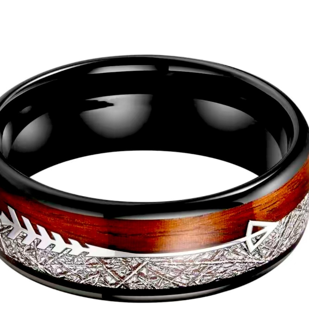 MENS BLACK STAINLESS STEEL RING - Picture 2 of 4